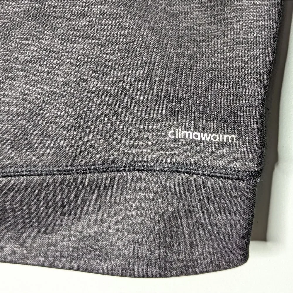 adidas Climawarm Black Grey Poly Blend Pullover Hoodie Thumb Holes Unisex M